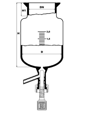 reaction vessel with round bottom and bottom valve