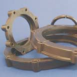 Tension braces for Schott Tech flanges with bolts and springs made of stainless steel.