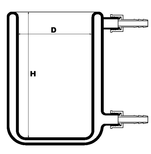 Thermostatic beaker in borosilicate glass with GL18 and plastic hose connections
