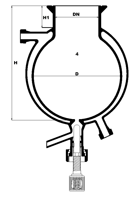 Spherical thermostatic reaction vessel with bottom valve